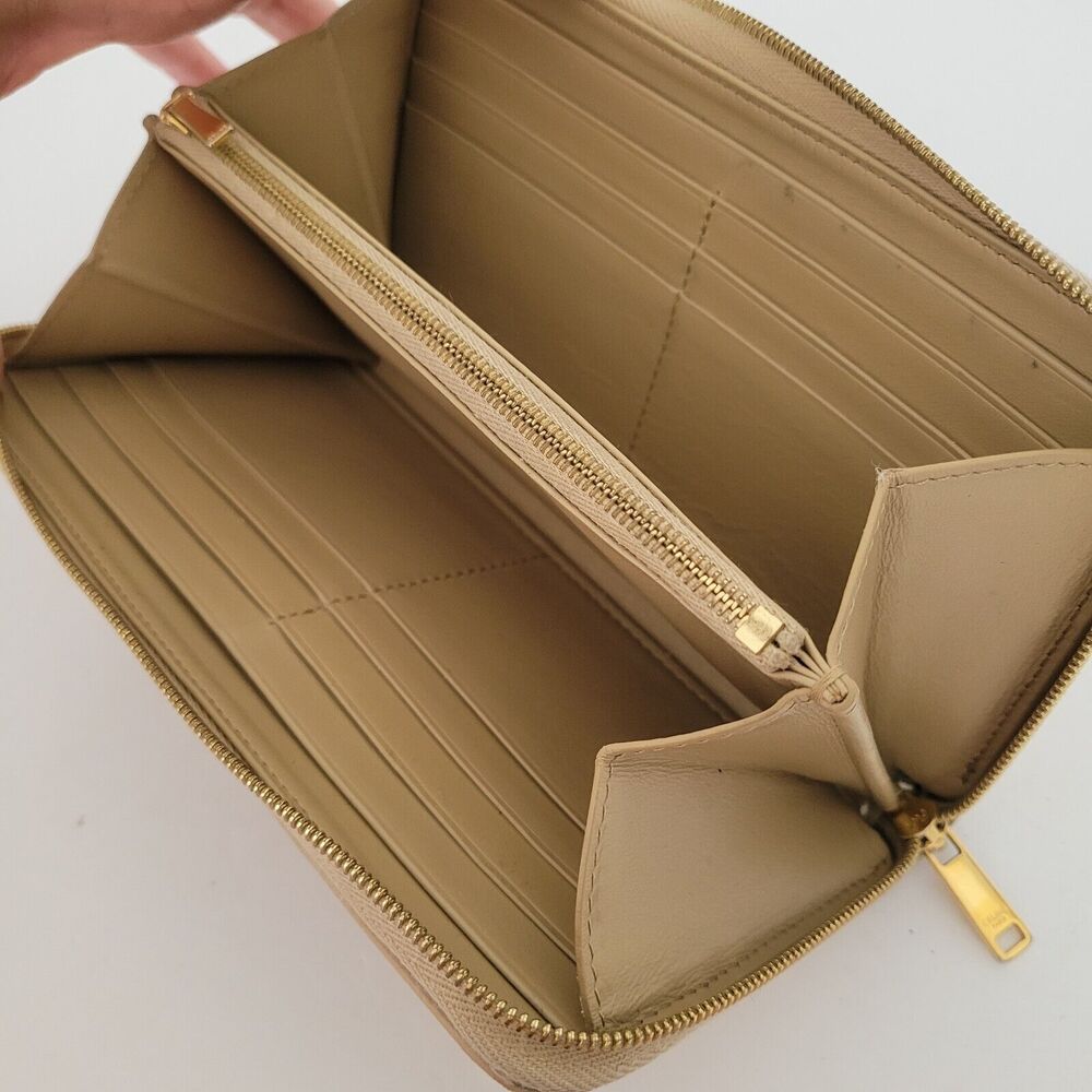 Celine Wallet Leather Gold Metali Card Bill Holder Large Zip Around Continental - Picture 5 of 10